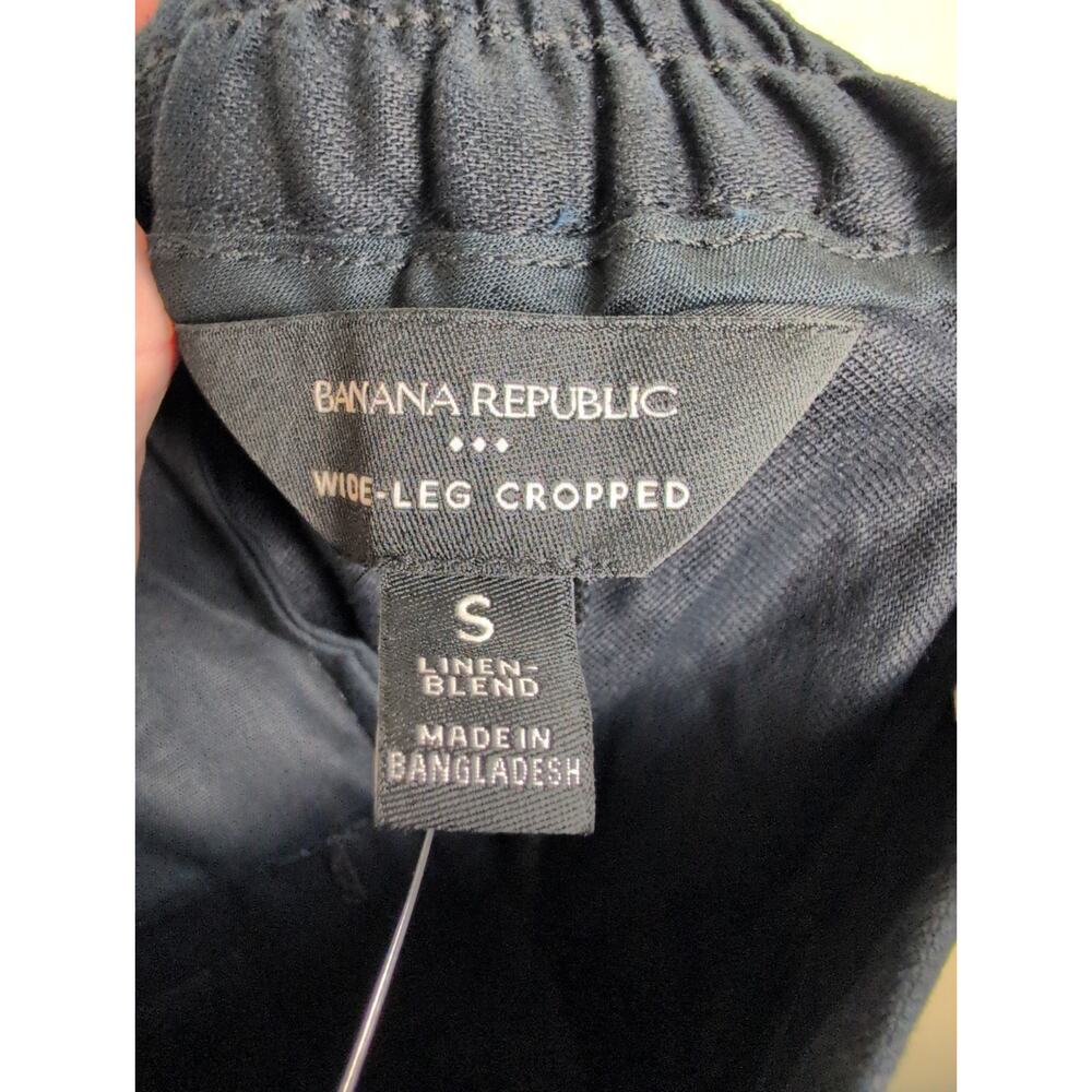 New Banana Republic linen wide leg cropped pants Black Size Sm Coastal Minimal - Picture 4 of 12